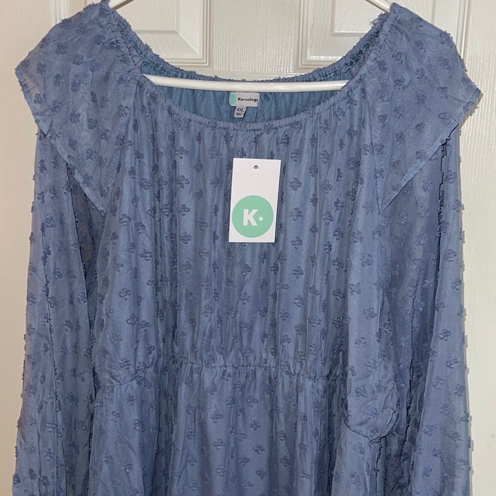 Winter blue boho plus size dress